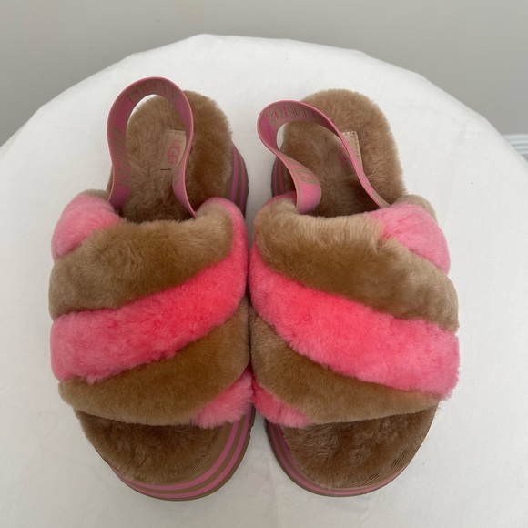 Ugg Disco Platform Slide - Chestnut/Pink Combo Gently Used - Picture 2 of 7